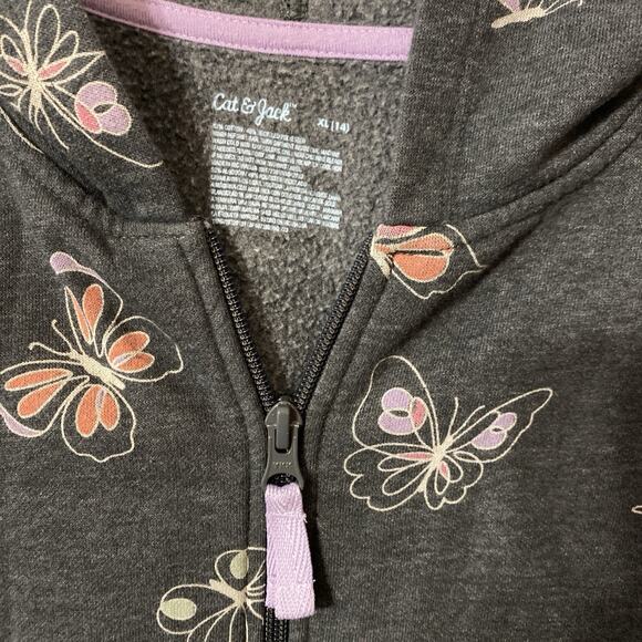 Cat and Jack Girls 14 Zip Hoodies Lot of 4 Galaxy, Butterflies, Hearts, Flowers - Picture 11 of 16